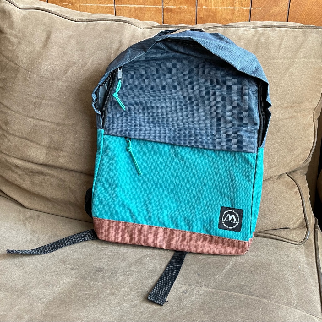 Nwt Metropack Green Color Block Backpack Shoulder Bag 16”